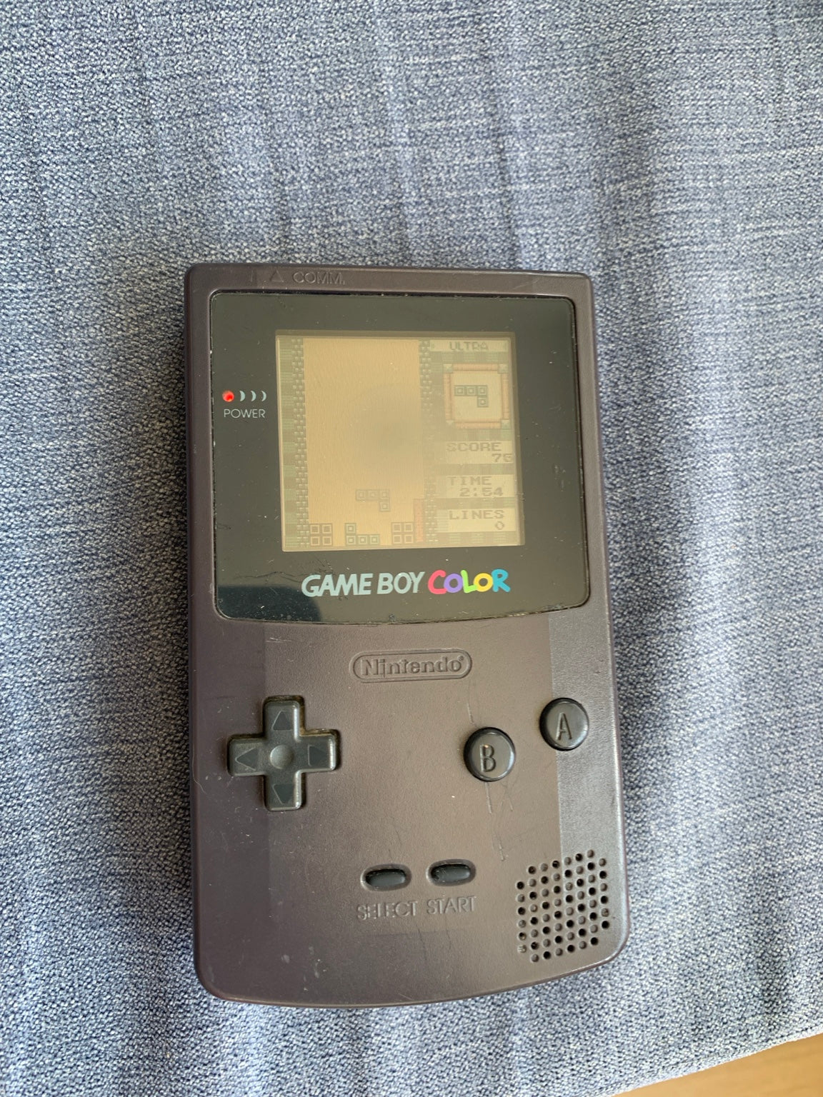 Nintendo Game Boy Color CGB-001 Atomic Purple + Dr. Mario & Tetris DX – Damaged Screen